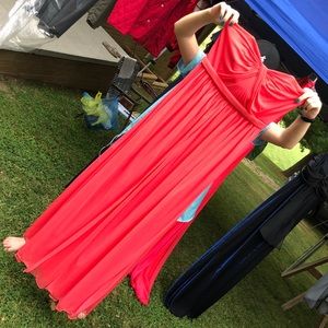 Coral Chiffon Maxi Formal Dress